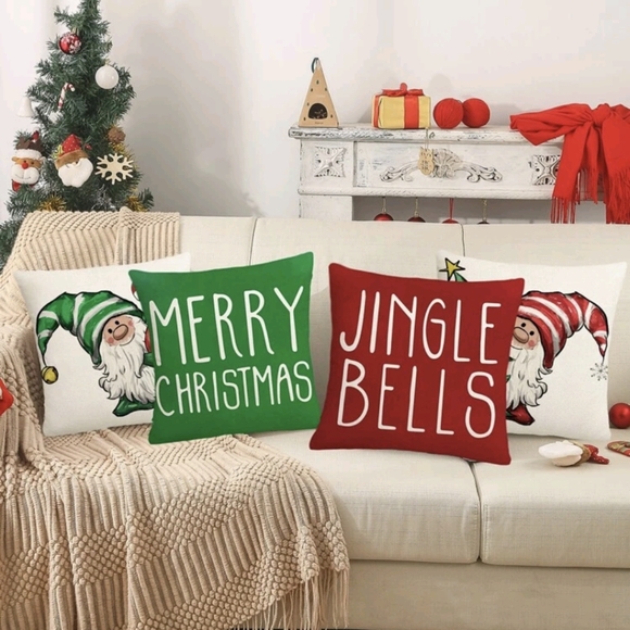 Gnome Christmas Burlap Pillow Covers - 4 (no pillow) - Picture 6 of 7